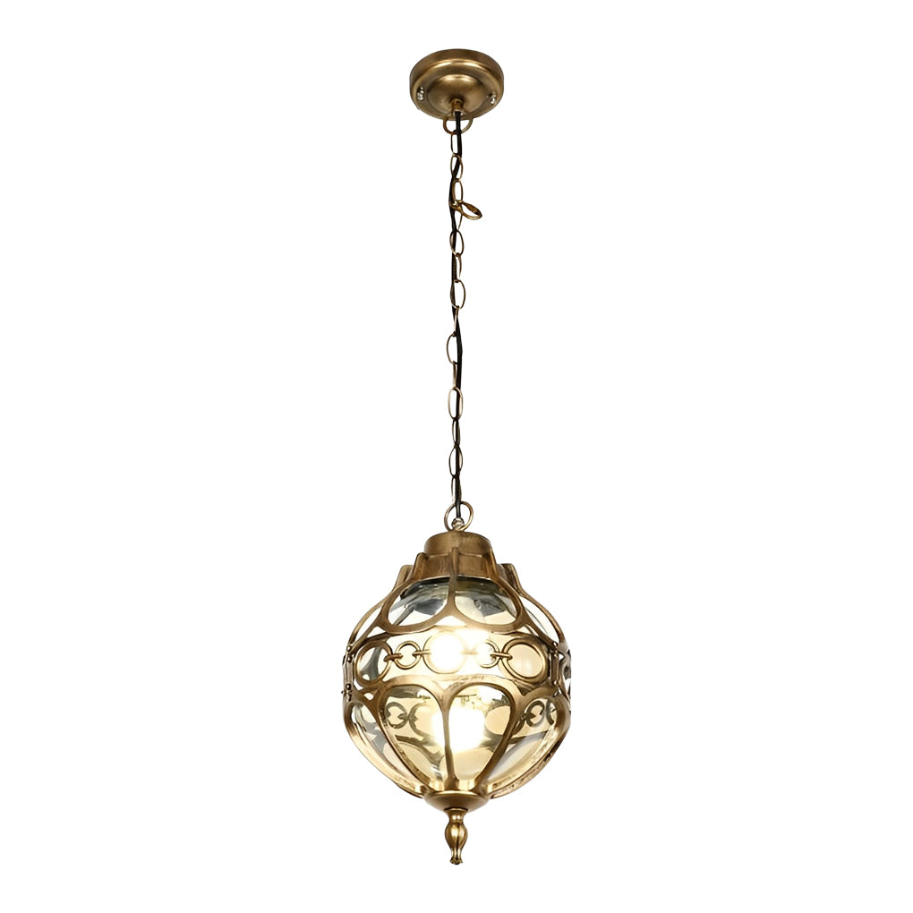 Retro Glass Ball Outdoor Hanging Chandelier — Aluminum, LED, IP54, 19.7" Adjustable Chain