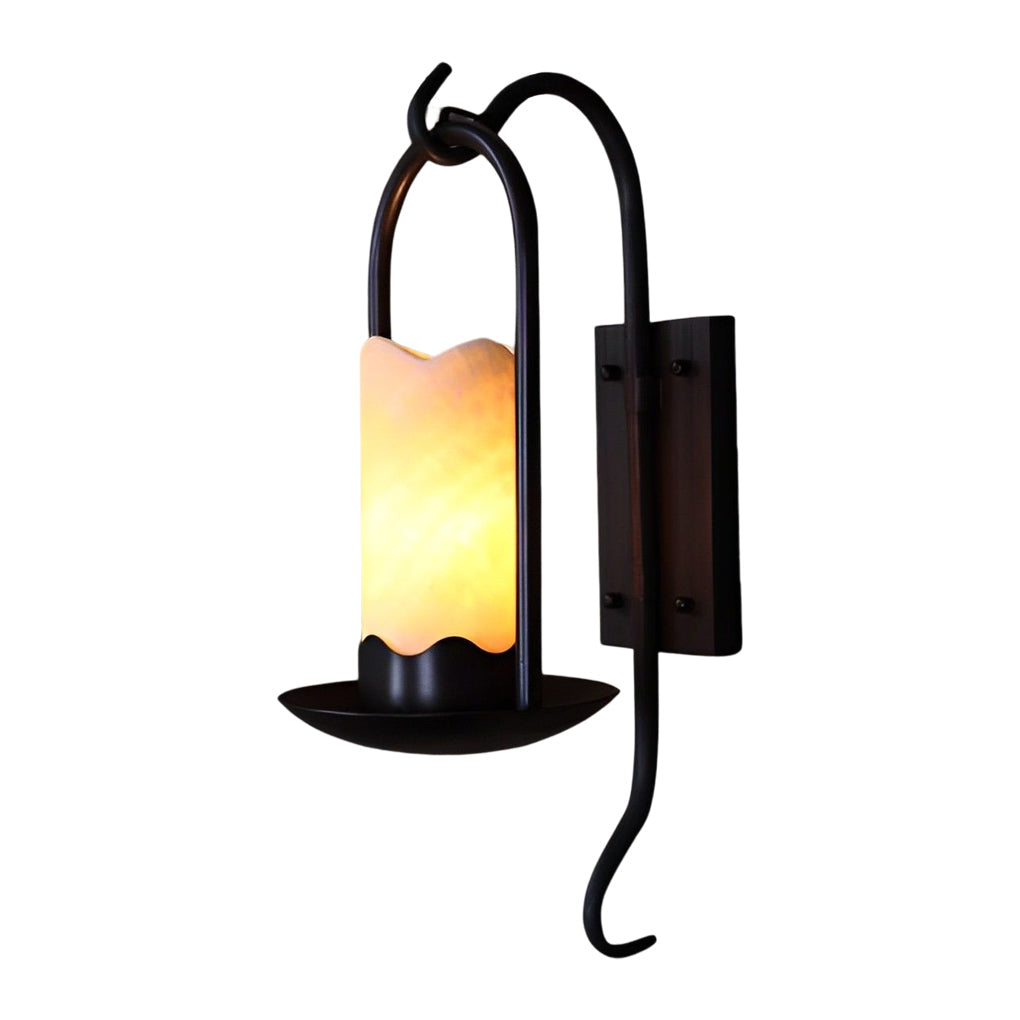 Retro Candlestick Wall Sconce — Black Iron, 5W LED E27, 3000K Warm White, 7" × 20"