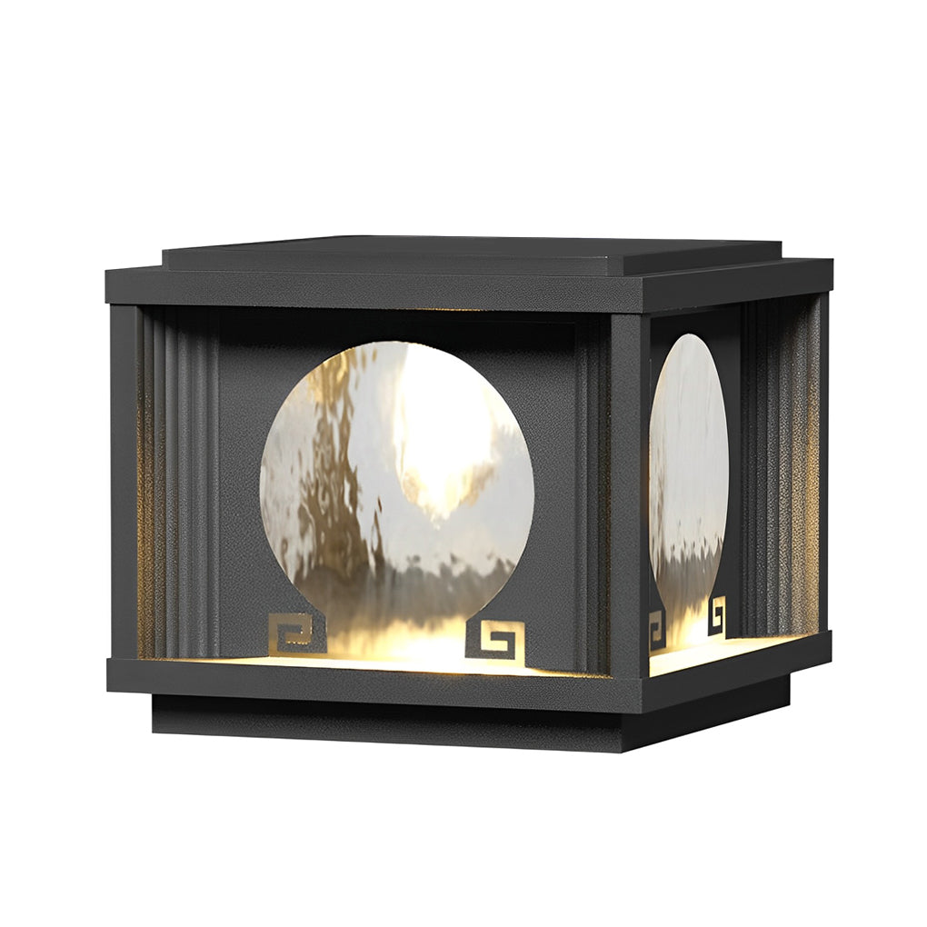 Black Solar Fence Post Cap Light — Die-Cast Aluminum & Tempered Glass, 360° Charging, 3000K LED, Square and Round Posts