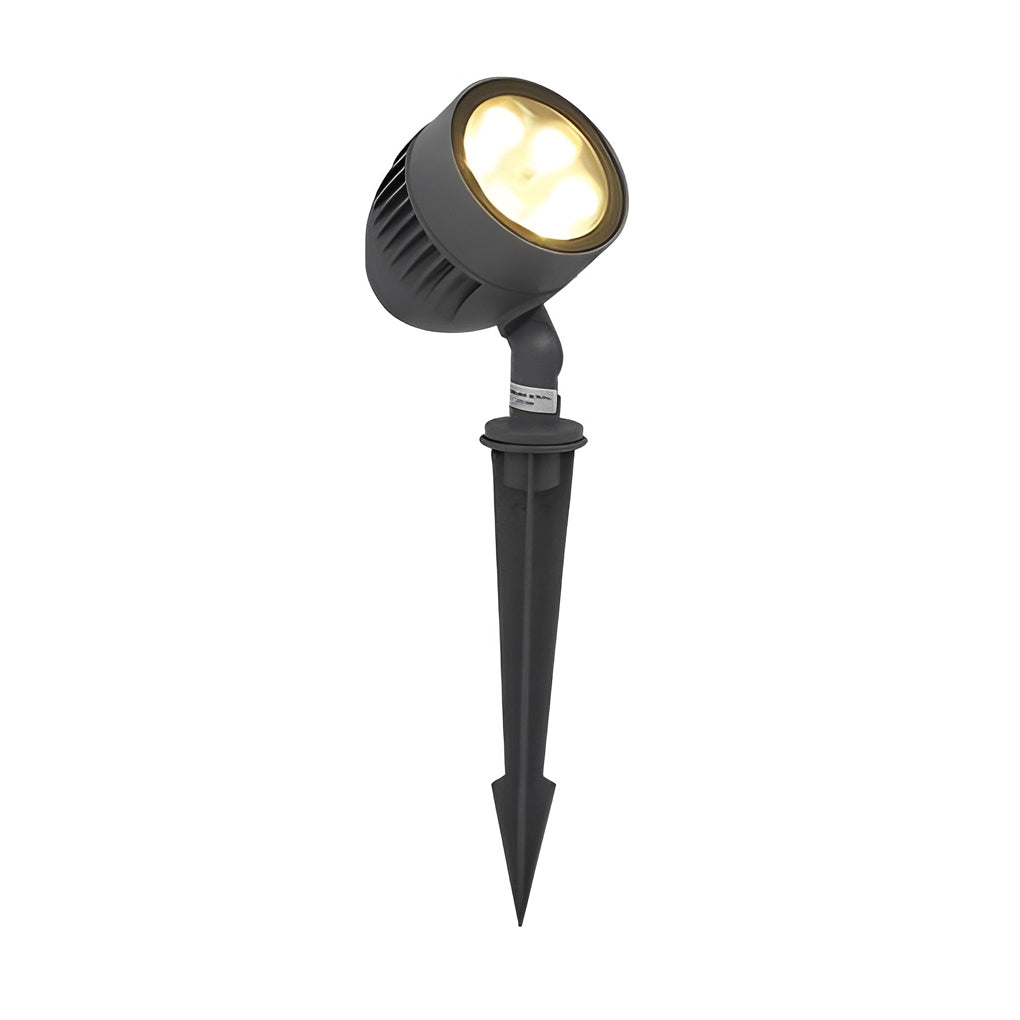 Modern Adjustable Round Outdoor Spotlight — Black Aluminum, LED COB, 6W, IP65 Weatherproof