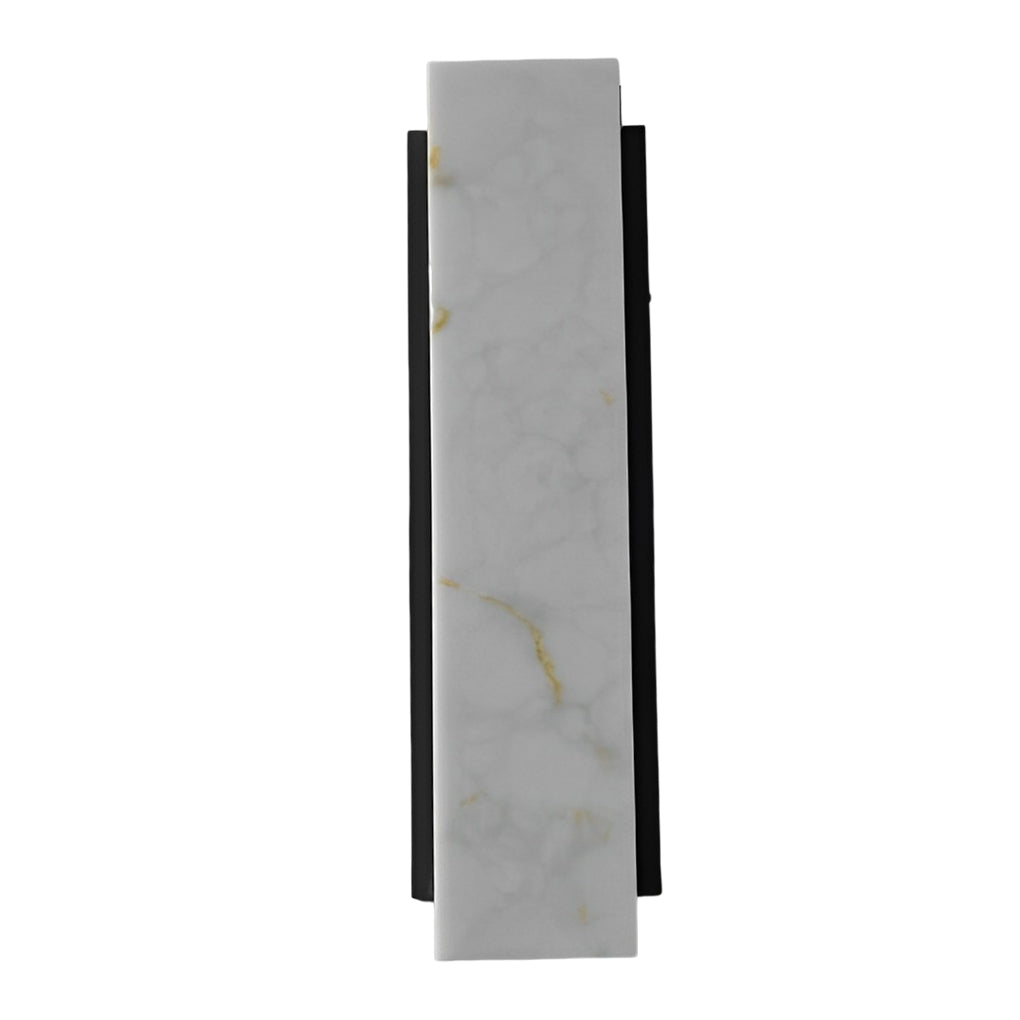 Rectangular Outdoor Wall Sconce — Black Stainless Steel with Imitation Marble Shade, LED, 12W/18W/24W, 3000K, IP65 Weatherproof