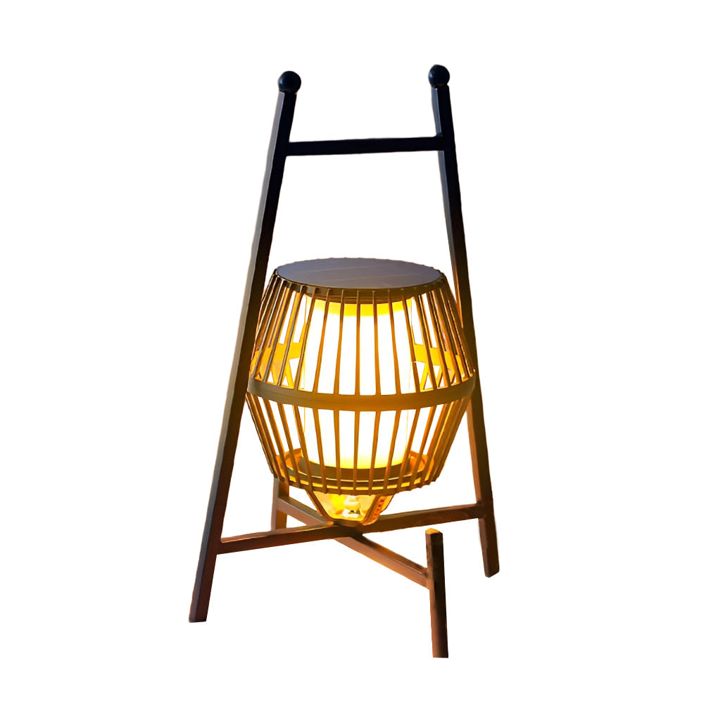 Modern Farmhouse Portable Solar Outdoor Lantern — Die-Cast Aluminum, Black, Dimmable LED, Auto On/Off, 15" × 23"