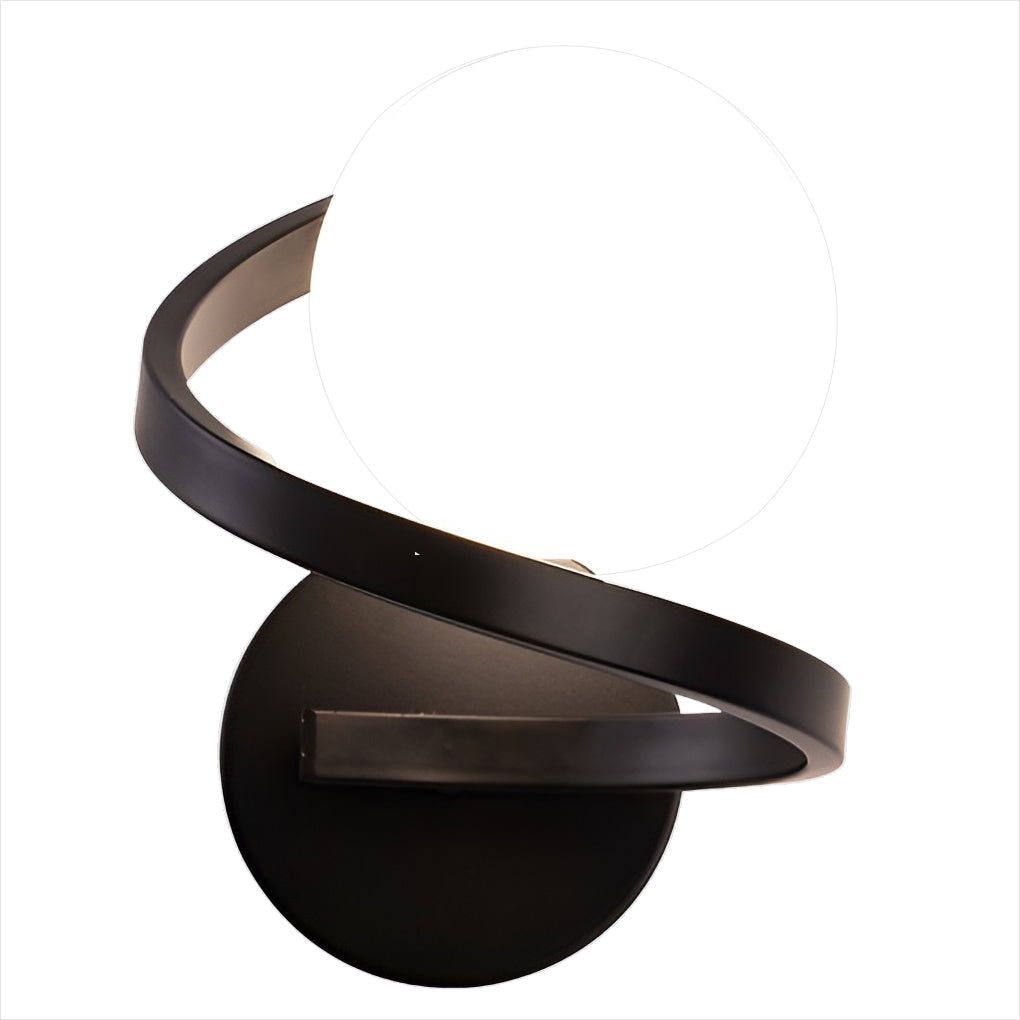 Curved Metal Wall Sconce — Electroplated Finish, E27 LED, Gold or Black, 6" × 8"