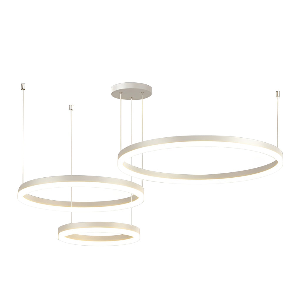 Circular Ring Modern Chandelier — Iron and Acrylic, White, 3-Step Dimming LED, 64W–113W, Multiple Configurations