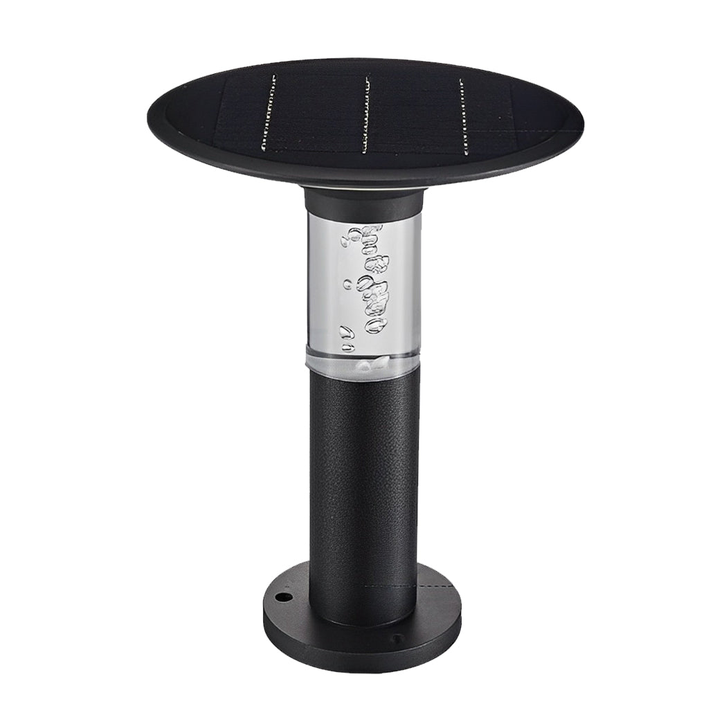 Round-Top Disk Bollard Path Light — Die-Cast Aluminum, Solar LED, Bubble Detail, IP55, 14.2"–29.9" Heights