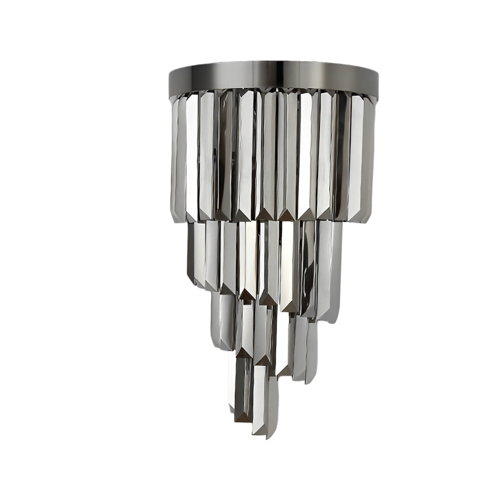 Postmodern Crystal and Stainless Steel Wall Sconce — Smoke Gray, Three-Step Dimming LED, E14