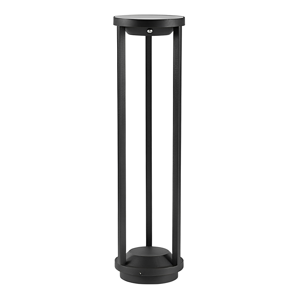 Modern Black Solar Bollard Path Light — Die-Cast Aluminum, LED, Three-Step Dimming (3000K/4500K/6000K), IP55 Weatherproof