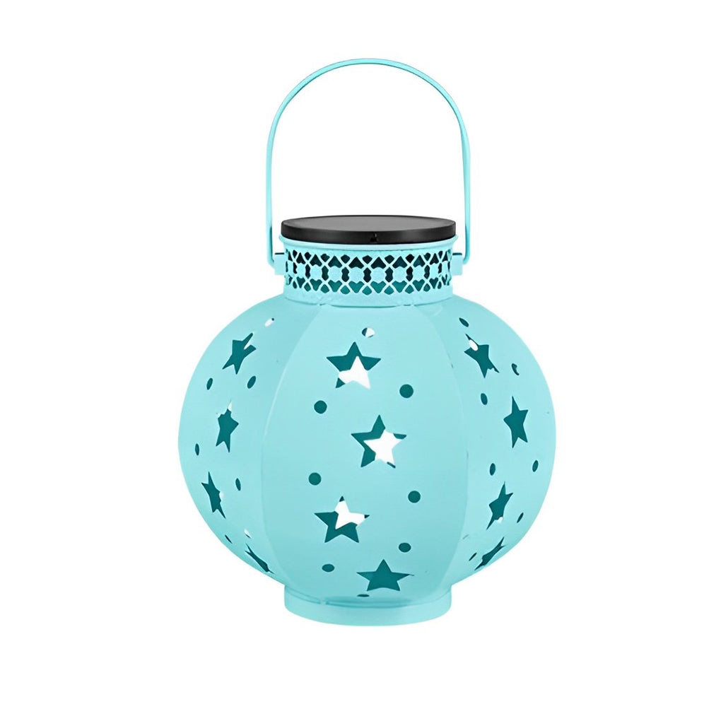 Star Projection Solar Outdoor Lantern — Iron, LED, Waterproof, 7.48" × 11"