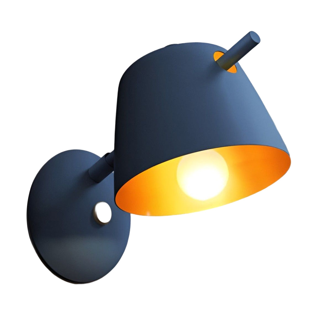 Hat-Style Minimalist Wall Sconce — Matte Iron, E27, 3000K, White / Black / Blue
