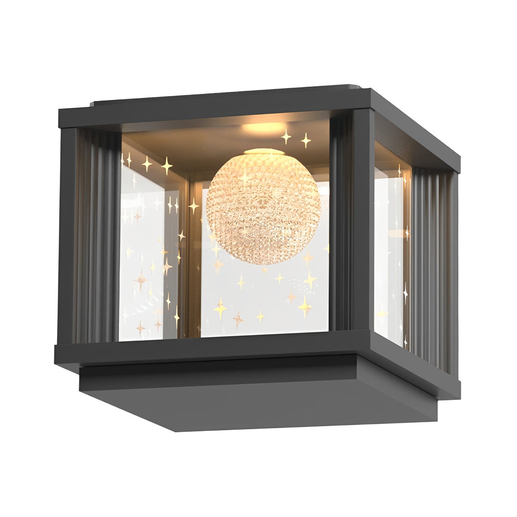 Waterproof Solar LED Fence Post Lamp with Square Crystal Glass Ball