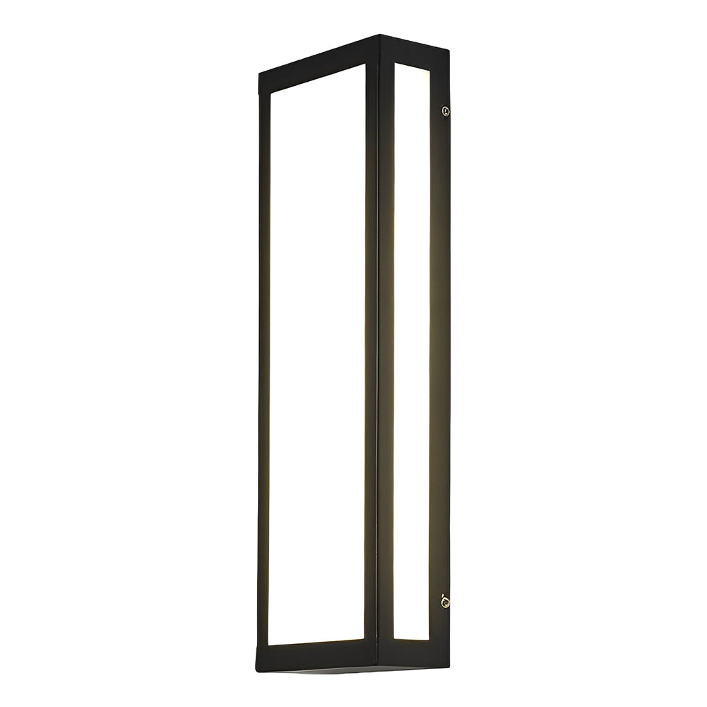 Modern Rectangular Outdoor Wall Sconce — Matte Black Iron, LED, Waterproof Acrylic Shade