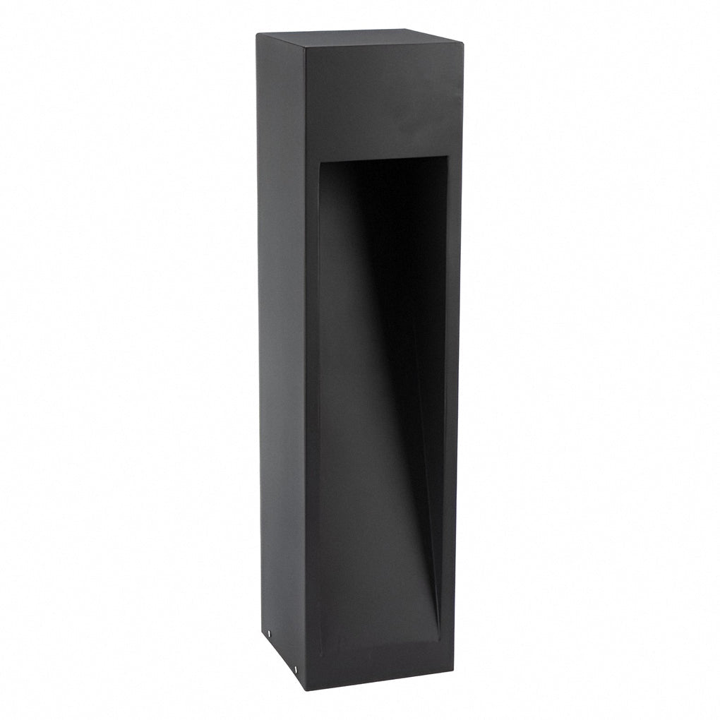 Industrial Rectangular LED Bollard Path Light — Black Iron & Glass, 5W, IP54 Weatherproof, 23.6" H