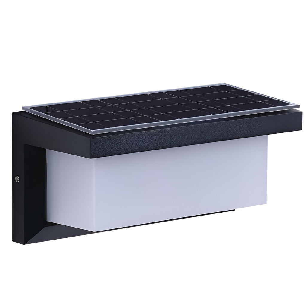 Modern Black Rectangle Solar Outdoor Wall Sconce — Die-Cast Aluminum & Acrylic, 18W/30W LED, Light-Control Induction, Weatherproof