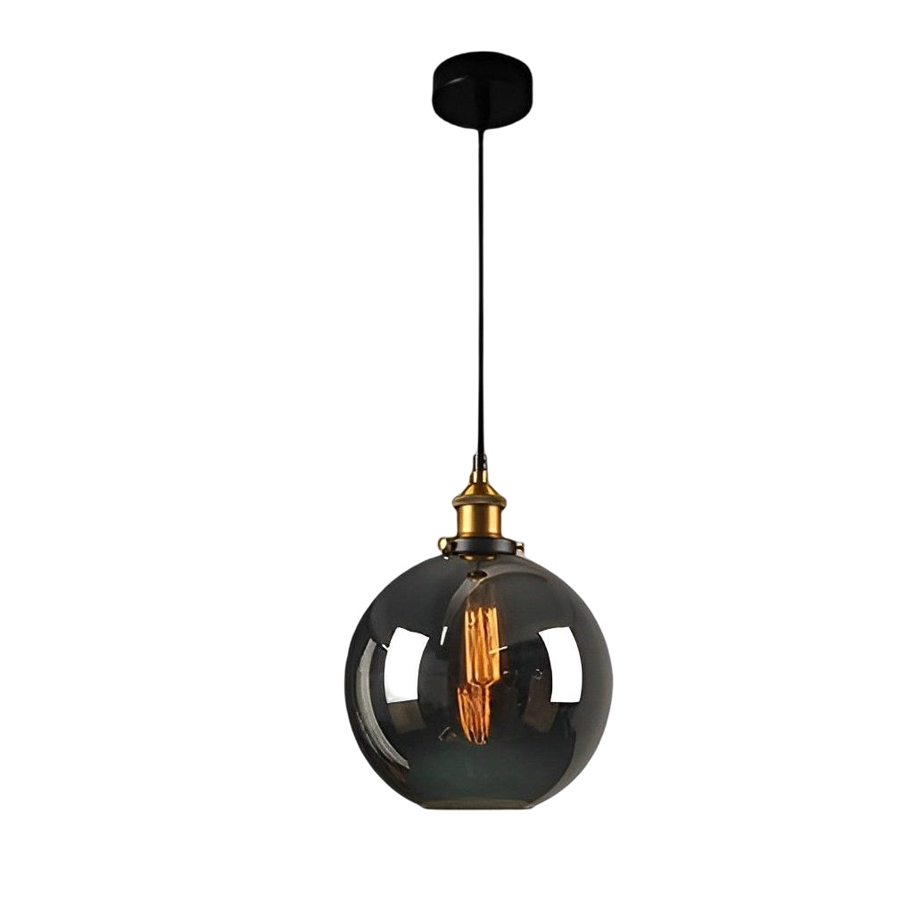 Industrial Retro Mini Pendant — Electroplated Smoke Gray Glass, Adjustable 59" Cord