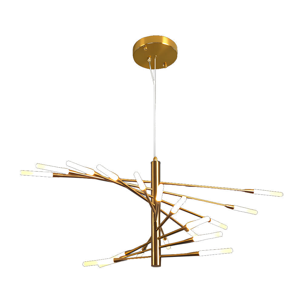 Spiral Sputnik Chandelier — Iron, Aluminum & Acrylic, 10/15/20-Light, Dimmable 3000K–6000K, Gold or Black