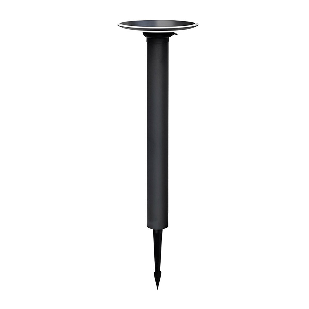 Round Solar Bollard Light — Die-Cast Aluminum, Black, Dusk-to-Dawn, Waterproof, 24"/31"/39"