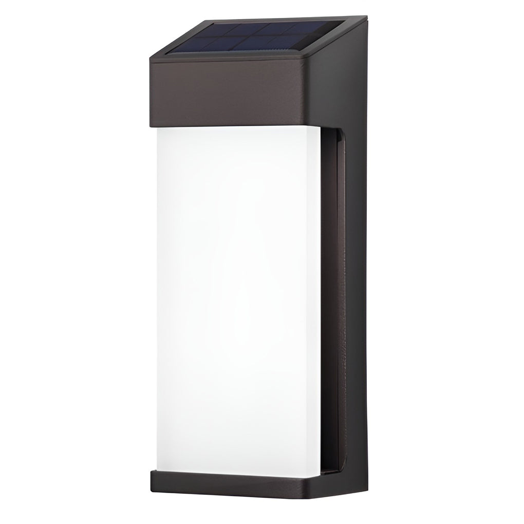 Rectangular Solar Outdoor Wall Sconce, Set of 2 — Die-Cast Aluminum, Frosted Glass, LED, IP44, 3000K Warm White