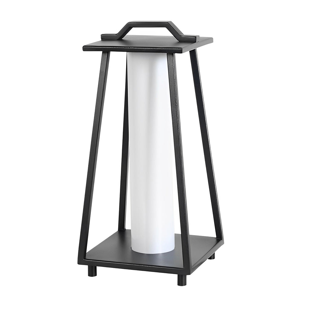 Modern Retro Portable Outdoor Floor Lantern — Galvanized Steel & Acrylic, Black, LED 12W 3000K, IP Weatherproof, 8"×18"