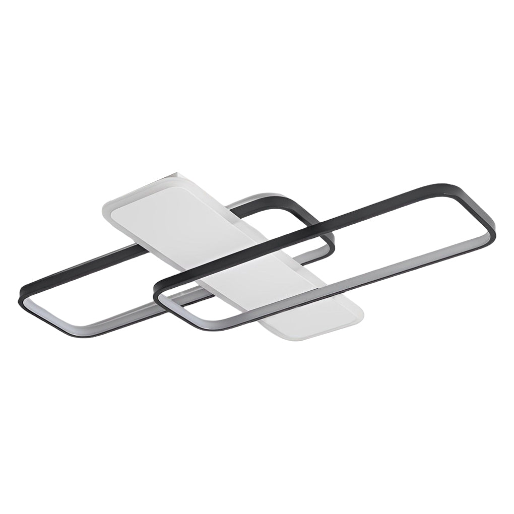 Square Overlapping Flush-Mount Chandelier — Aluminum & Acrylic, LED, Stepless Dimming, 3000K–6000K