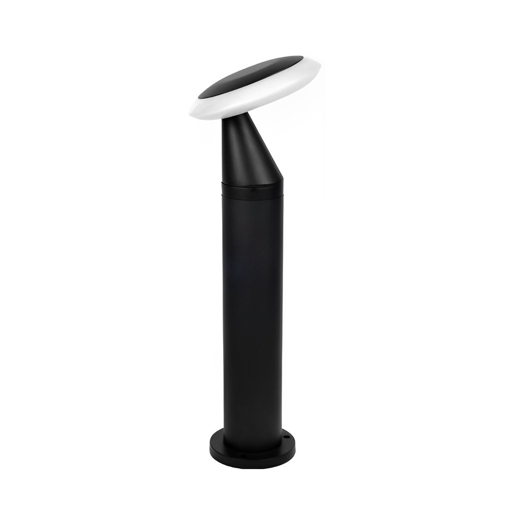 Mushroom Outdoor Bollard Path Light — Black Aluminum & Acrylic, 12W LED, 45° Beam, IP65, 85–265V, 16"–39" Heights
