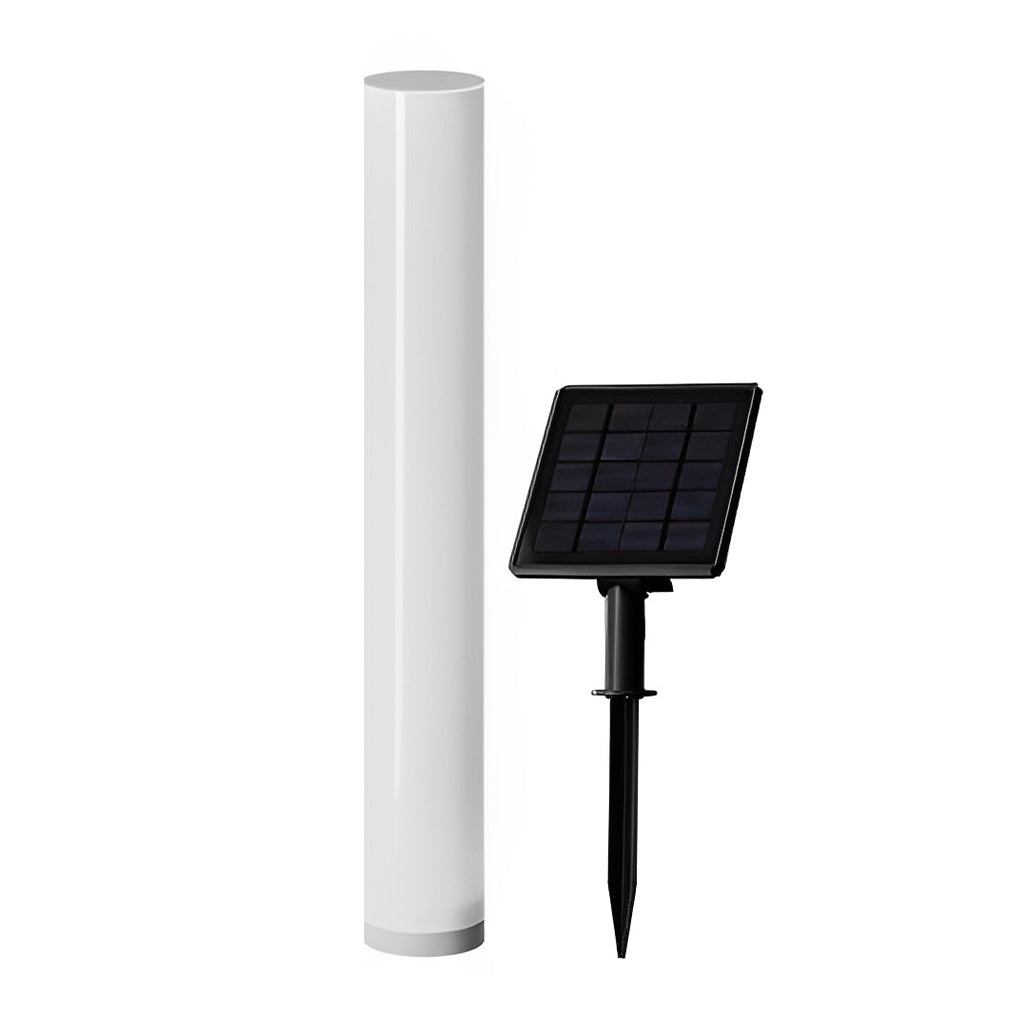 Modern Solar Bollard Light — White PC, Cylindrical, 3000K/6000K, 23.8" Height, Waterproof