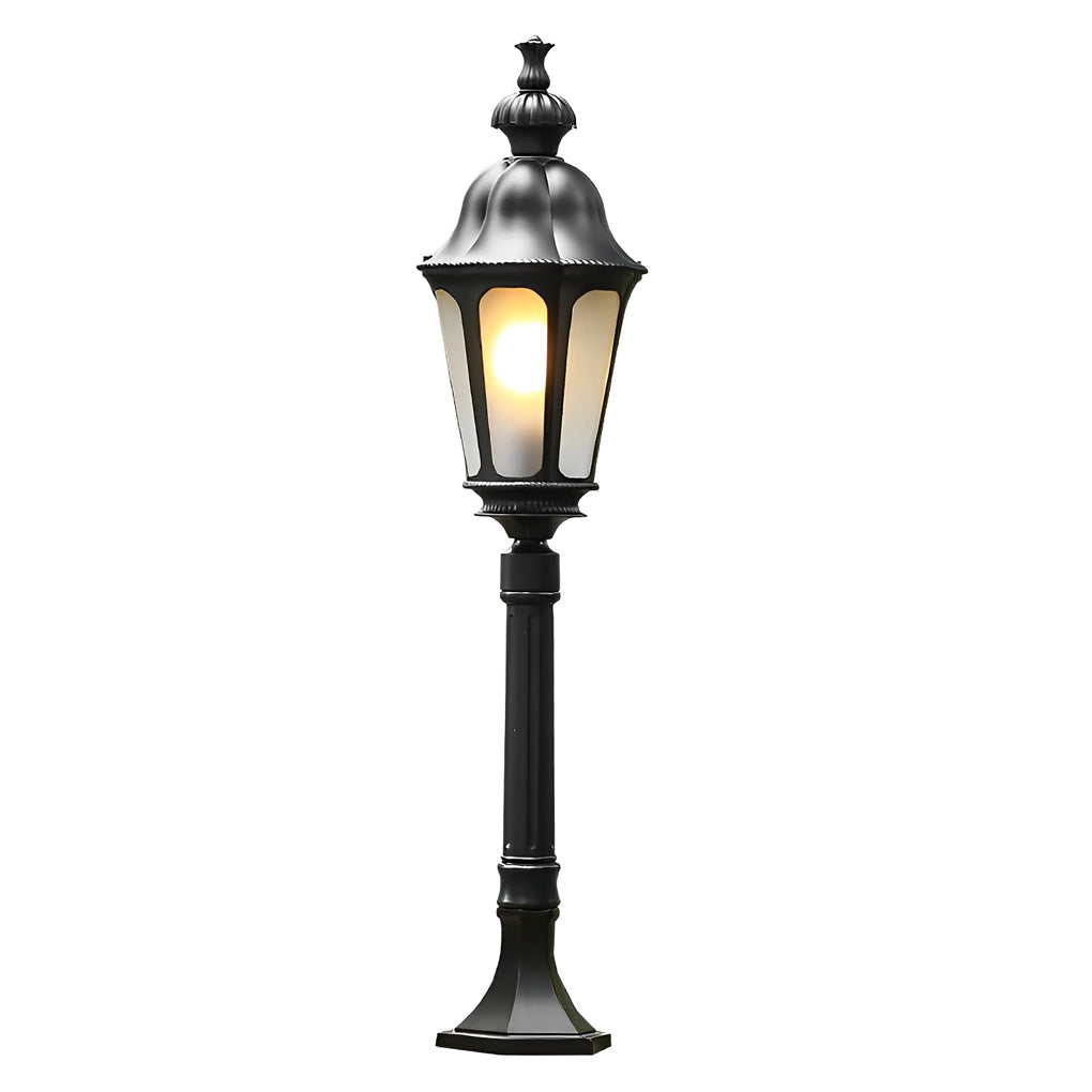 Black Outdoor Pathway Lamp Post — Die-Cast Aluminum and Glass, E27, 37" H, IP-Rated Weatherproof