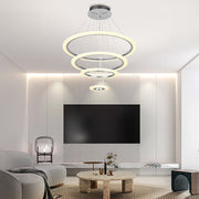 4-Ring Modern LED Chandelier — Metal and Acrylic, 31" Diameter, Adjustable Height