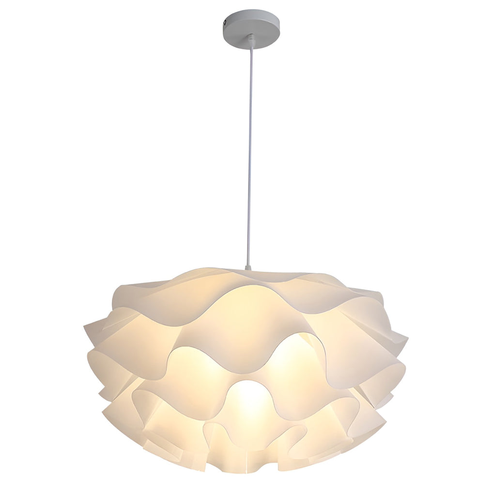 Flower-Shape Chandelier — White Acrylic, Three-Step Dimming LED, 3000K–6000K