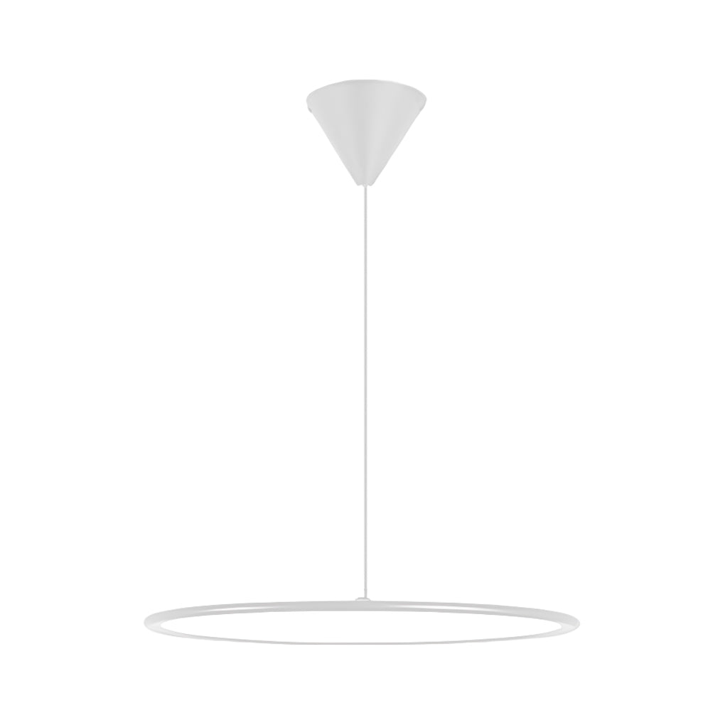 Minimalist Industrial Circular Linear Pendant Light — Metal, Stepless Dimming, 16", 20", or 24", Black or White