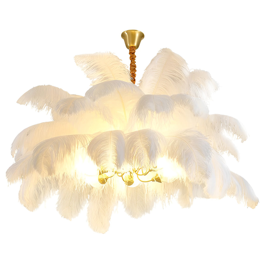 Feather Flush-Mount Chandelier — Copper, 39" Diameter, E14, Warm White 3000K