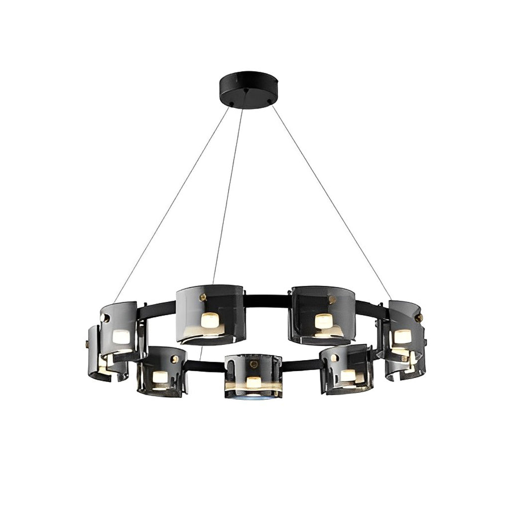Circle Glass Modern Chandelier — Metal, Stepless Dimming LED, 3000K–6000K, 24" or 31", 67" Adjustable Cord