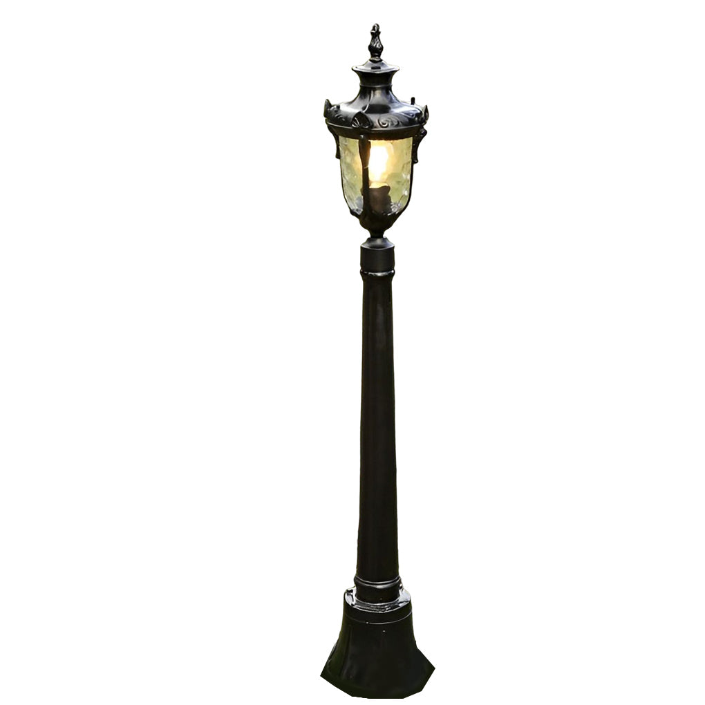 Industrial Outdoor Post Light — Die-Cast Aluminum and Glass, E27, 33" Height, Waterproof, Black / Bronze