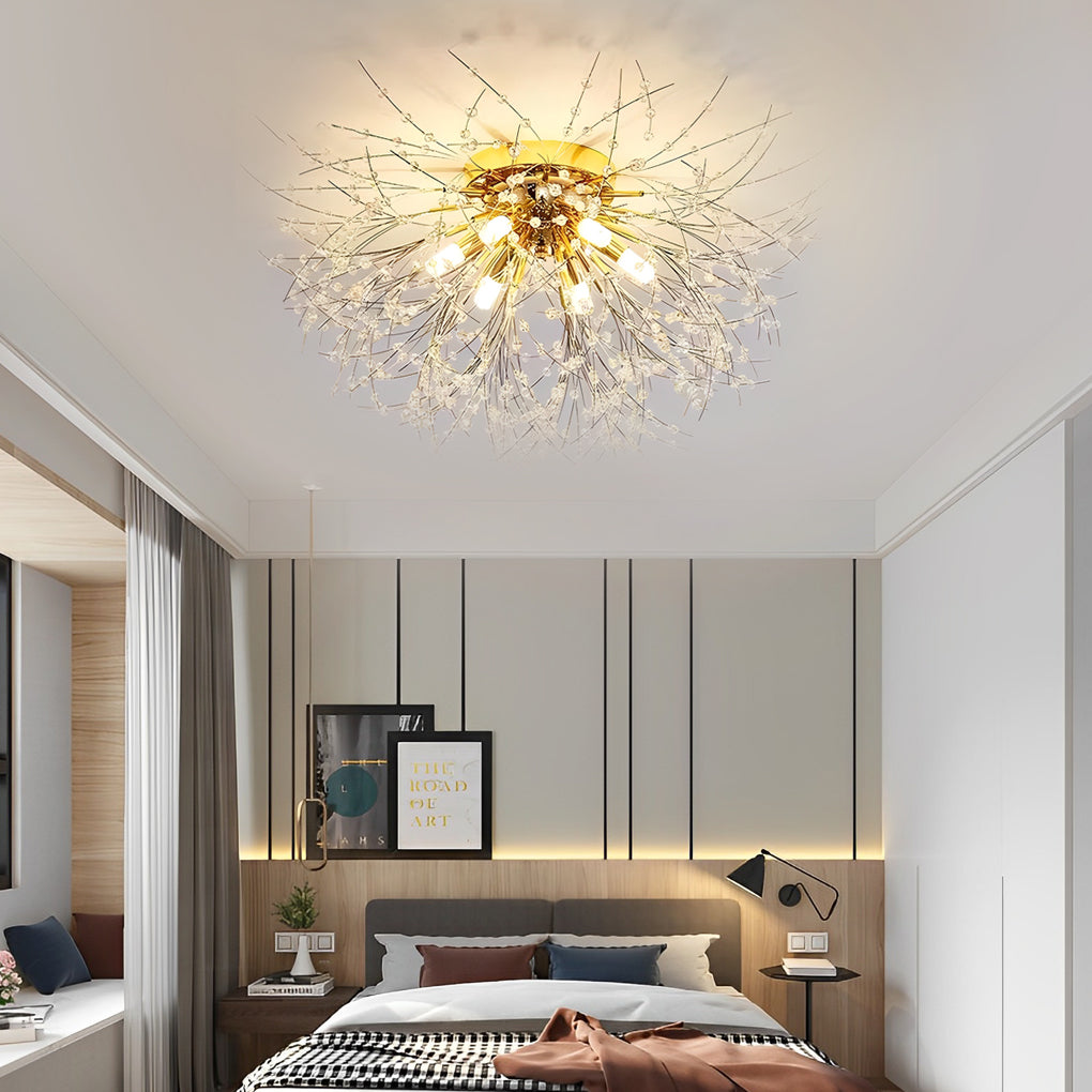 Traditional Flush Mount Ceiling Lights with Classic Metal and Crystal LED Design