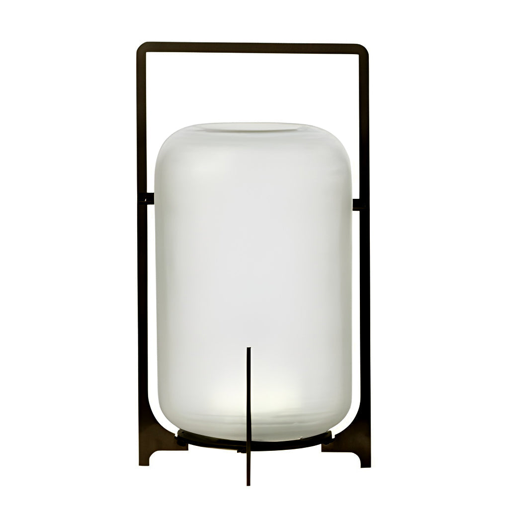Industrial Lantern Outdoor Floor Lamp — Stainless Steel & Acrylic, Solar, IP65 Weatherproof