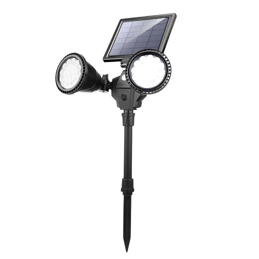 Solar Outdoor Spotlight, Set of 2 — Black ABS, LED, IP65, Motion Sensor, 4-Mode, 10-Hour Runtime