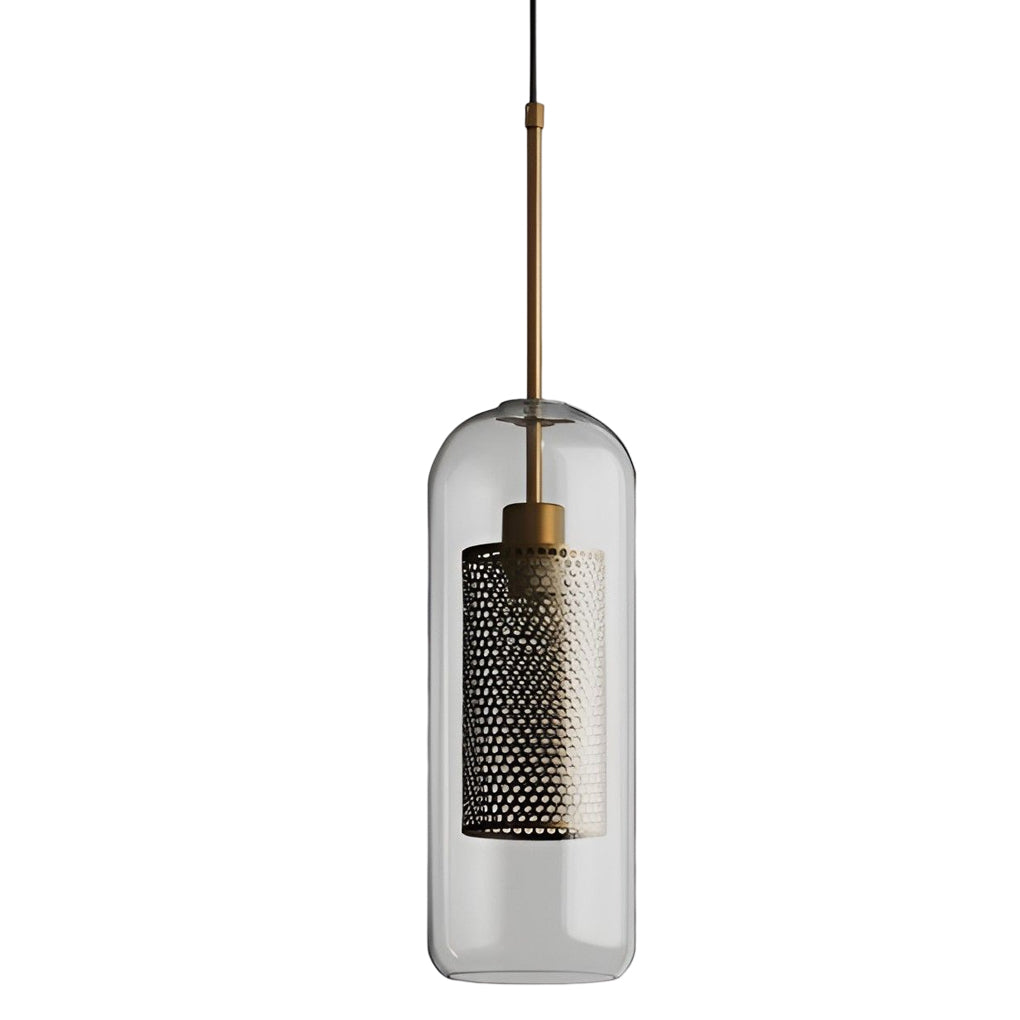 Industrial Minimalist Round Glass Pendant Light — Clear Glass, LED, Kitchen Island