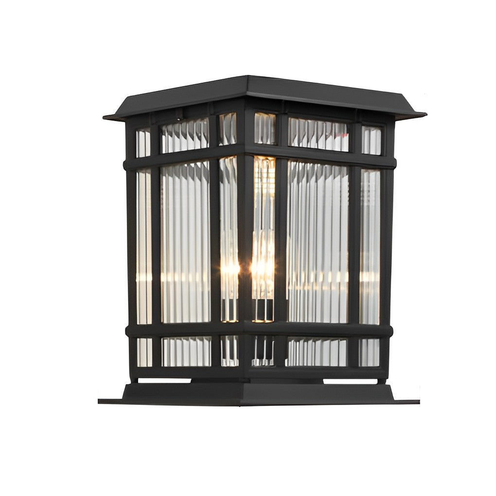Modern Retro Solar Fence Post Light — Matte Black Aluminum and Glass, LED, Waterproof