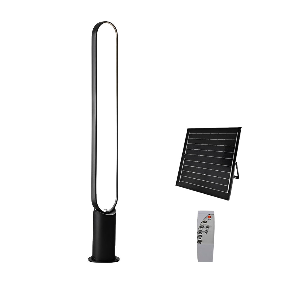 Modern Linear LED Solar Pathway Bollard — Black Aluminum, IP65 Weatherproof, Warm White 3000K