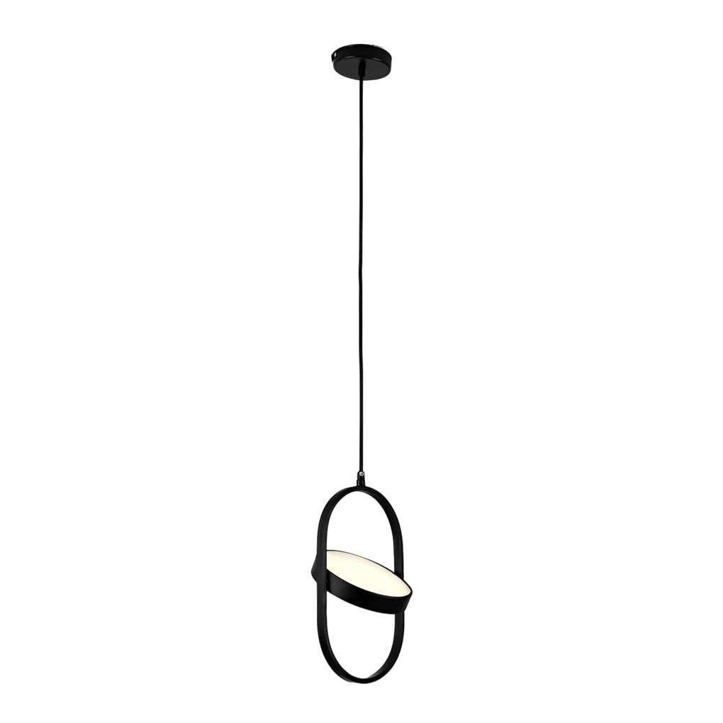 Modern Black Ring Pendant Light — Iron and Acrylic, LED, Three-Step Dimming (3000K/4500K/6000K), 9W–24W