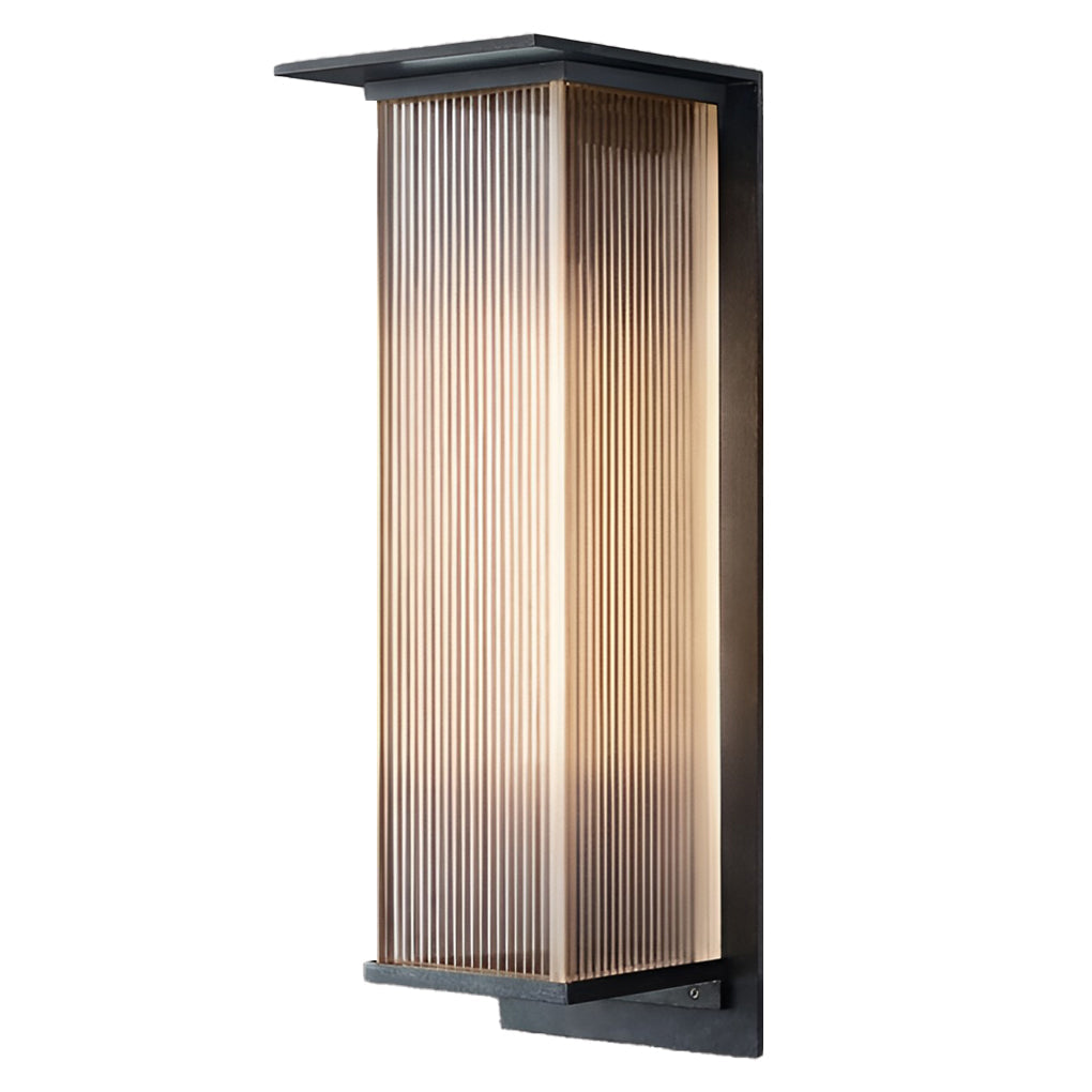 Modern Rectangular Outdoor Wall Sconce — Metal & Acrylic, 3W LED, IP65 Weatherproof, Solar
