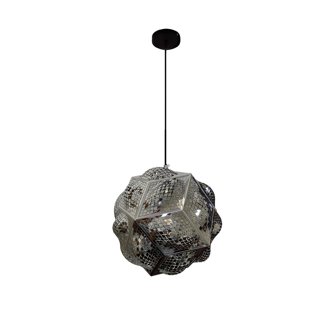 Postmodern Irregular Ball Chandelier — Stainless Steel, 3D Sculptural, Chrome or Gold, 12" or 17"