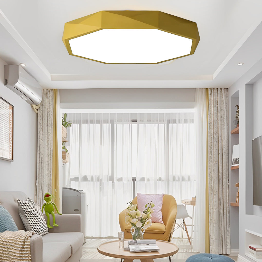 Modern Geometric Globe Flush-Mount Ceiling Light — Metal & PVC, 20W LED, Dimmable, Remote Control, 3000K–5400K, 16"