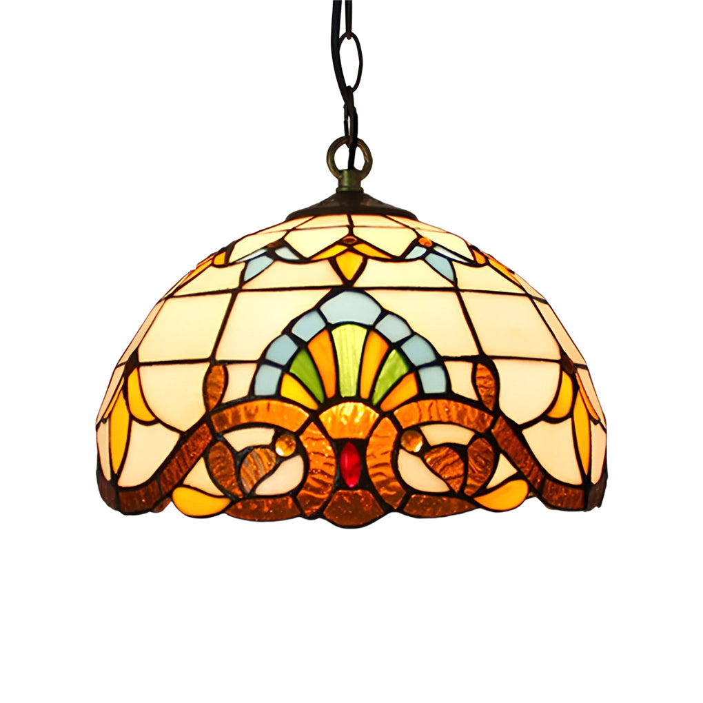 Baroque Mini Pendant Chandelier — Handmade Welded Colorful Glass, E27, 11.8" Diameter