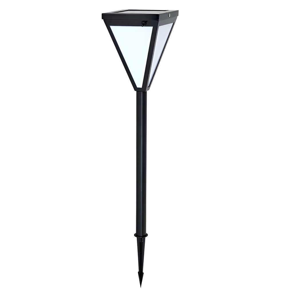 Sleek Solar LED Pathway Post Light — Black Metal, Acrylic Shade, 2.6W, 6" Wide, 30" Height