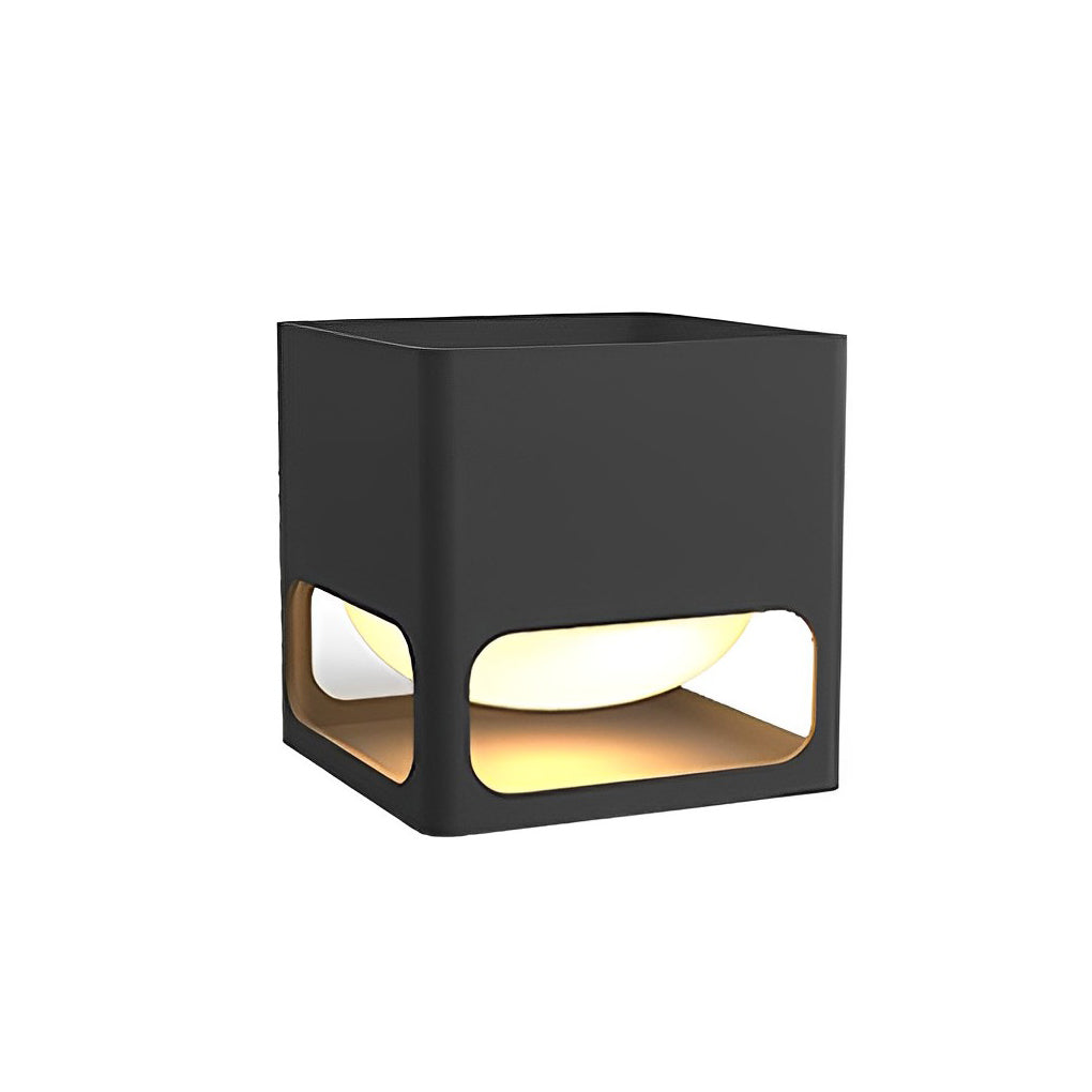 Square Flowerpot Outdoor Pillar Light — Black Stainless Steel, LED, IP65 Weatherproof, 3000K Warm White