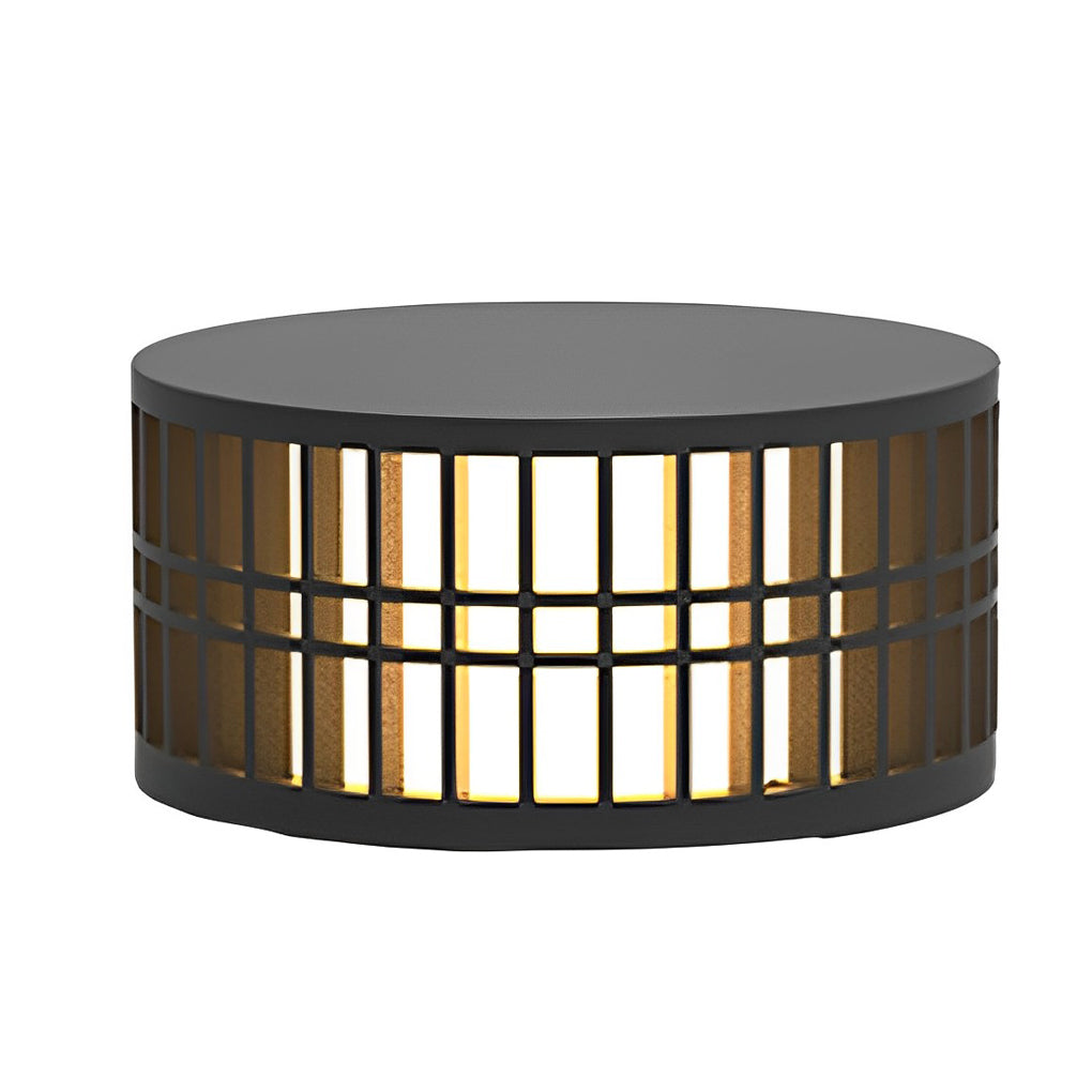 Modern Round Solar Fence Post Light — Black Stainless Steel, LED, IP65 Weatherproof