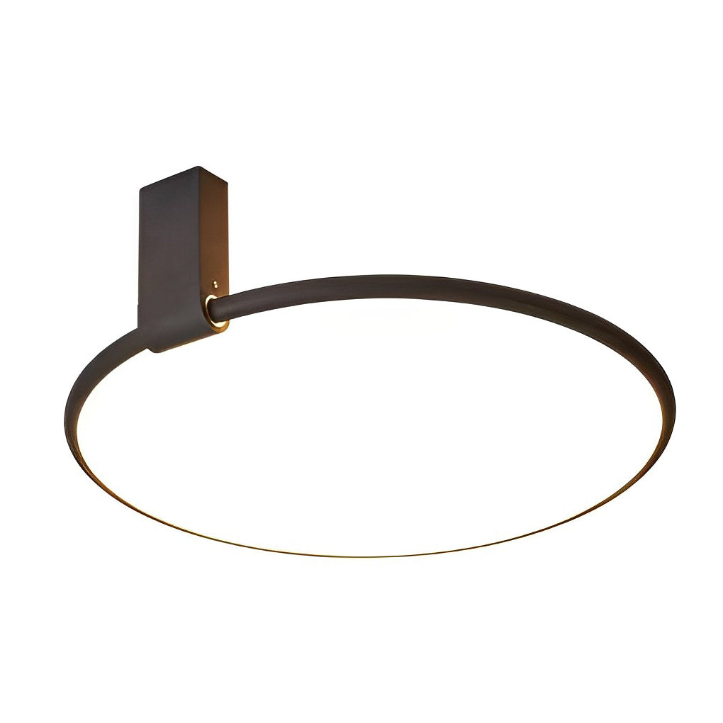 Modern Minimalist LED Semi-Flush Mount — Black Aluminum, Adjustable, 3-Step Dimming, 12"–20"