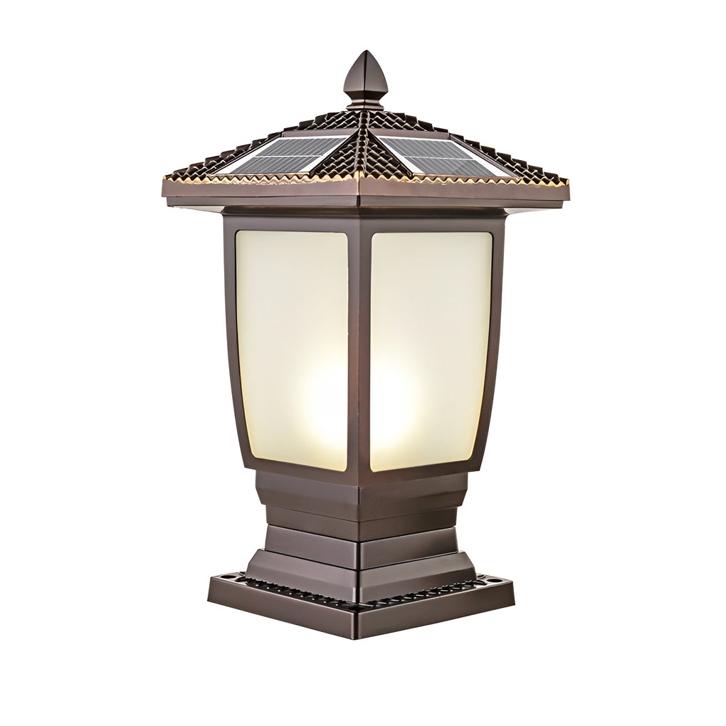 Modern Brown Aluminum Solar Fence Post Lights - Retro Waterproof Design