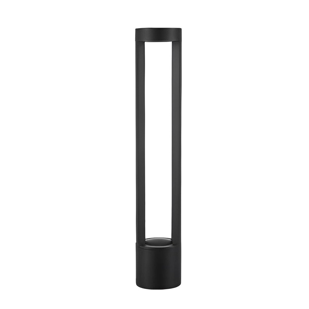 Contemporary Cylinder LED Bollard Path Light — Die-Cast Aluminum, Black, 7W 3000K, IP65 Weatherproof