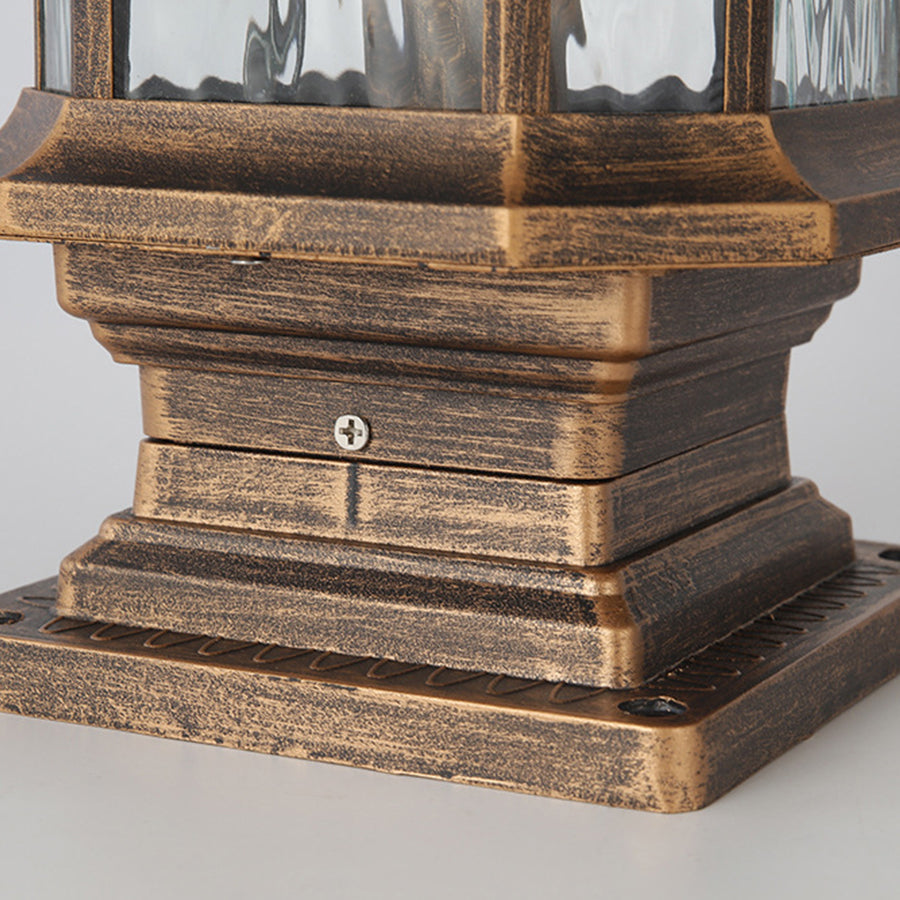 Vintage Lantern Pillar Light — Aluminum, Solar or Hardwired, IP54, 3-Step Dimming, Black or Bronze